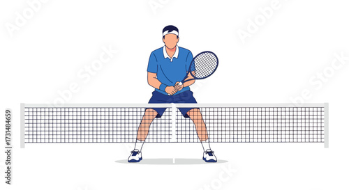 Animated Tennis Player Ready to Serve, Illustrating Sportsmanship and Active Lifestyle, Suitable for Sports Content, Tutorials, and Fitness Promotion.