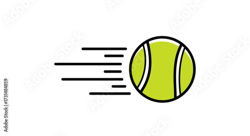 Dynamic Tennis Ball Icon with Motion Lines for Sports Websites, Apps, and Marketing Materials that promotes active lifestyle and tennis related products