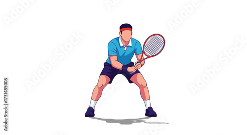 Dynamic Tennis Player Illustration Showcasing Athleticism and Focus for Sports, Fitness, and Active Lifestyle Promotions. Ideal for sports content, advertisements, or instructional resources.