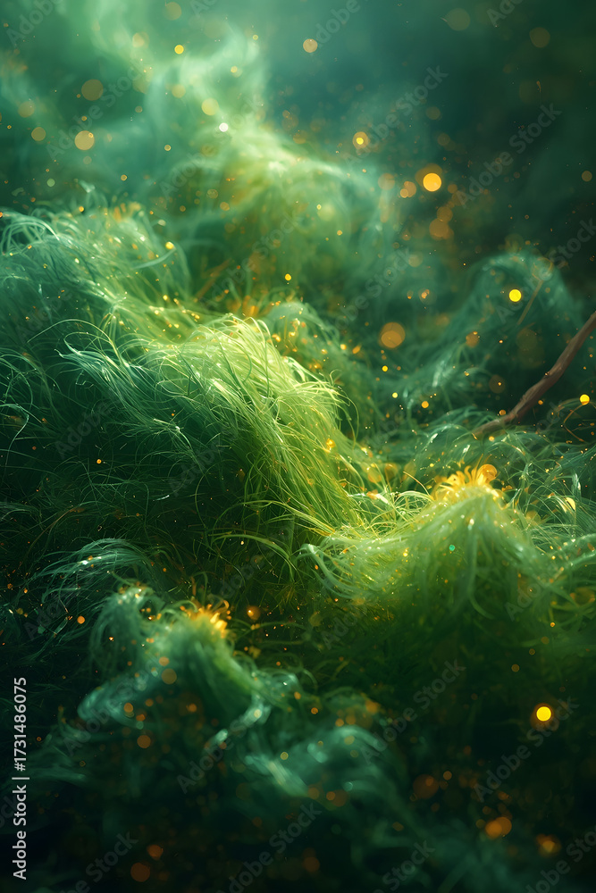 Fototapeta premium Abstract Lines and Green Color Background