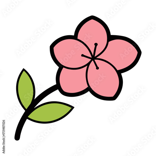 pink cute peach blossom vector illustration 