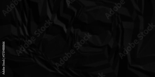 Black paper wrinkled texture for background space. Rough black paper. Paper texture, recycled creased paper background.	