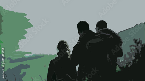 Three friends on a hike, enjoying nature and adventure, bonding over shared experiences in the outdoors
