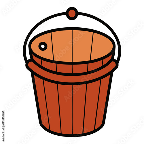 wooden bucket icon vector illustration 
