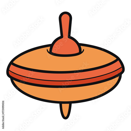 wooden spinning top toy vector illustration 