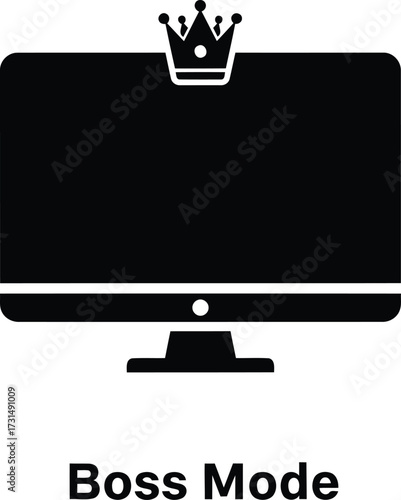 Boss Mode: Computer monitor with a crown on top, symbolizing authority.