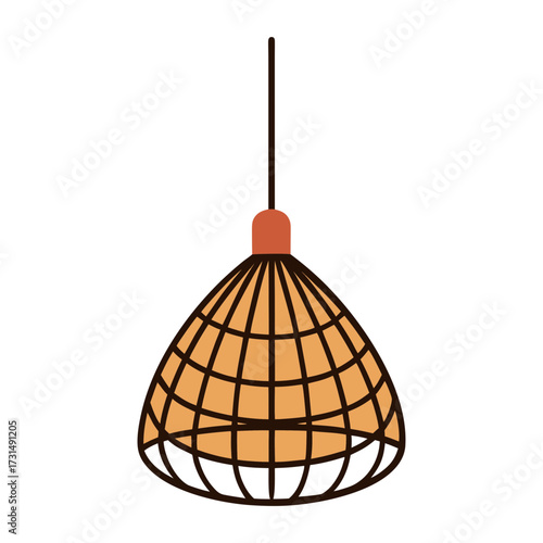 rattan hanging lamp home decor icon 