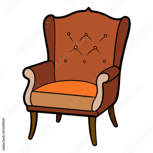 vintage wooden arm chair with leather cushion