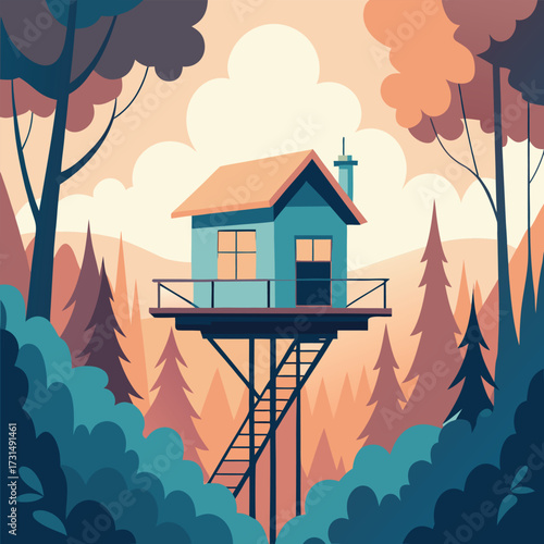 a painterly watercolor style treehouse among paste (1).eps