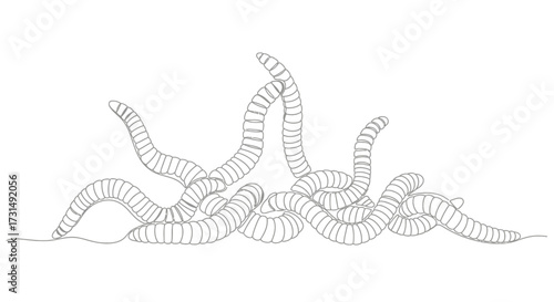 Worms Gathered on Soil Illustration, Wildlife Nature Fauna Earthworm, Crawling