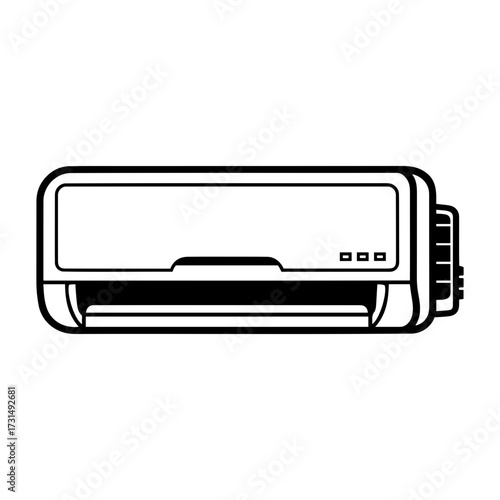 Vector illustration of a wall mounted air conditioner unit with a minimalist design style on transparent background
