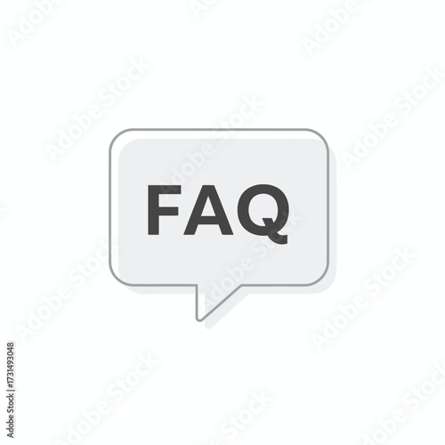 Simple illustration of a speech bubble with the abbreviation FAQ, representing frequently asked questions.