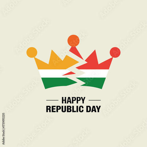 Happy Republic Day Crown Graphic
