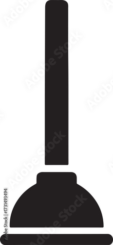 Toilet plunger glyph icon, ideal for plumbing, bathroom, cleaning, maintenance, and hygiene design.