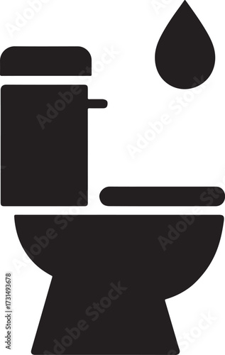 Toilet with water droplet silhouette icon, perfect for hygiene, plumbing, bathroom, and cleaning.
