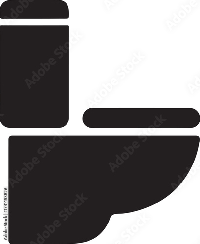 Wall-mounted toilet silhouette icon, ideal for bathroom, plumbing, sanitary and restroom design.