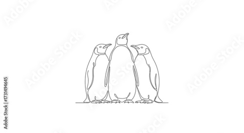 Penguins Gather for a Winter Meeting, Antarctica, Animal Illustration, Cold Environment, Group View, Friendship Concept