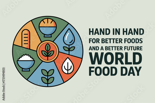 World Food Day Poster with Farm Icons and Slogan