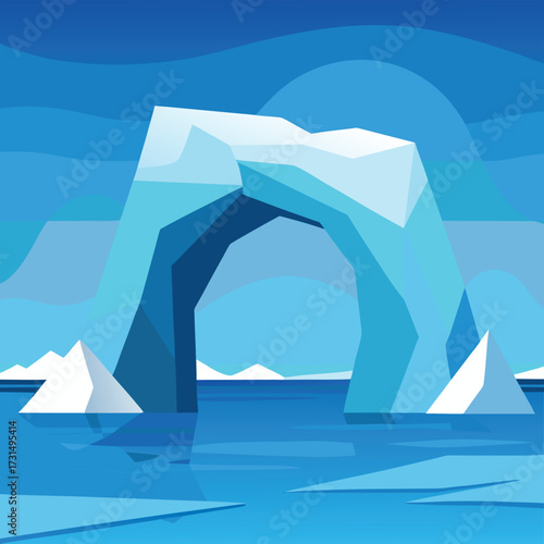 arctic glacier arch floating on sea .eps