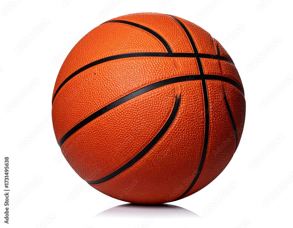 Fototapeta premium Orange basketball, black stitching, isolated white background