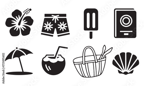 Summer Beach Essentials Vector Icons