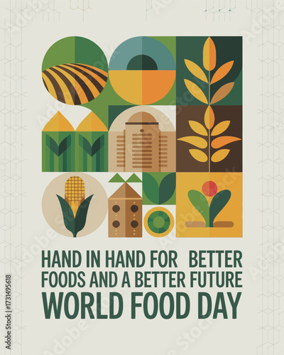World Food Day Poster with Farm Icons and Slogan