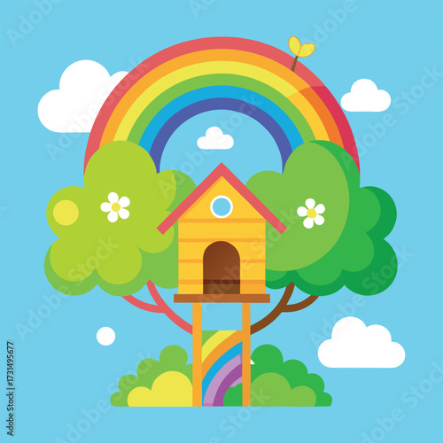 a spring rainbow treehouse  (1).eps