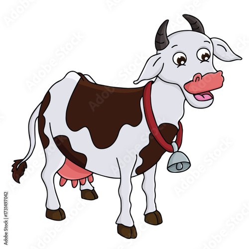 Cute cartoon hand drawn vector funny cow clipart.