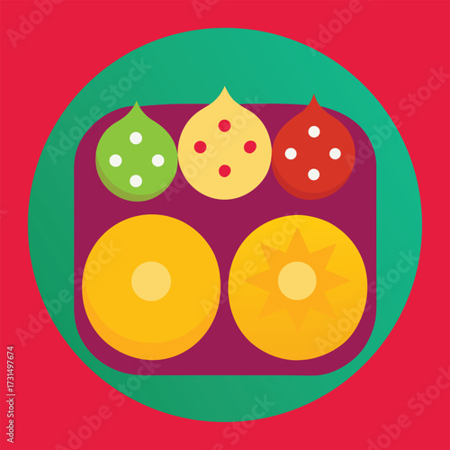 four traditional sweets on a colorful platter for  (1).eps