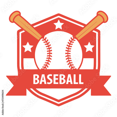 Baseball crest with crossed bats and ball emblem for sports teams and leagues 