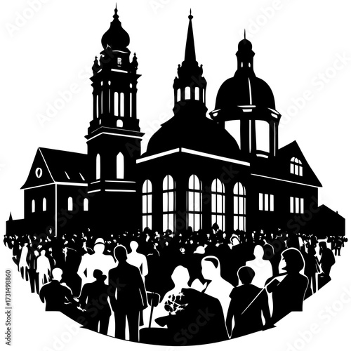 “Multiple Exposure of Silhouettes & Historic Architecture at Brückenschoppen Würzburg”