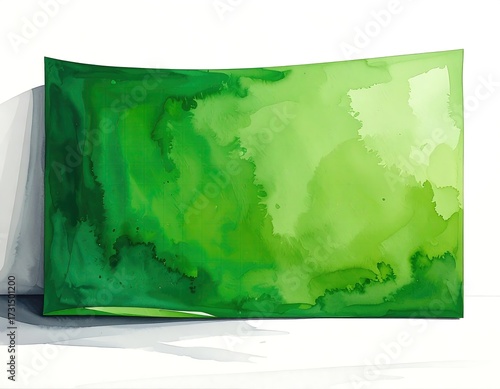 Abstract watercolor painting, vibrant green tones, soft gradients