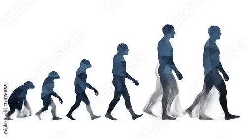 Human Evolution Stages From Ape To Modern Man Silhouette.