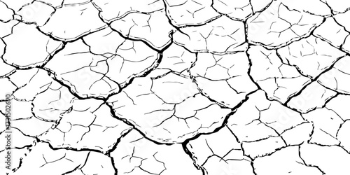 High-resolution cracked dry earth texture, natural drought pattern with rough surface details. Perfect for backgrounds, grunge design, environmental concepts, and creative texture overlays.