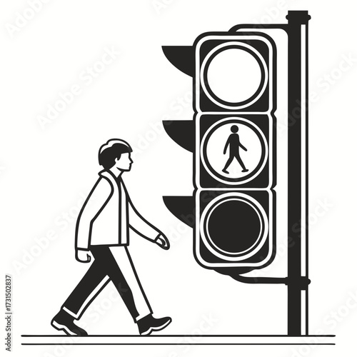 vector illustration of a man holding a clock