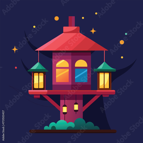 a festive glowing lantern treehouse  (1).eps