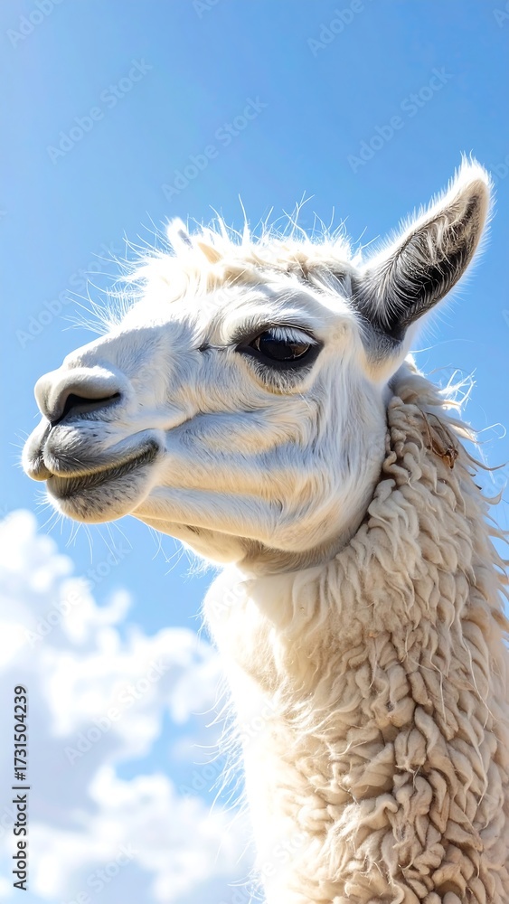 Obraz premium Fluffy Llama Facing Forward.