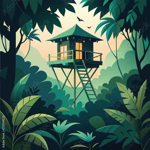 a hidden jungle treehouse camouflaged with giant l (2).eps