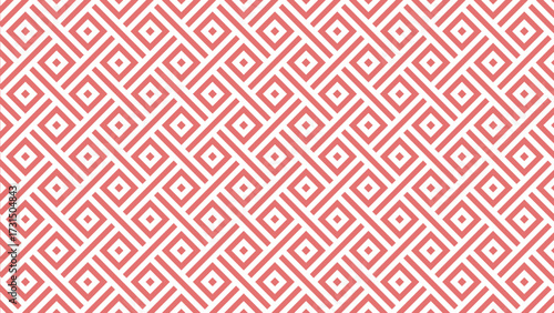 A seamless and elegant geometric lattice pattern of interlocking diamonds and lines, creating a stylish abstract background in coral pink for modern design