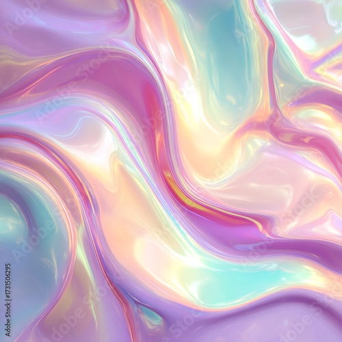 Wallpaper Mural Abstract Iridescent Wavy Liquid Surface with Pastel Holographic Gradient Colors Background Torontodigital.ca