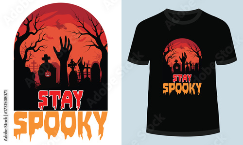 WebSpooky halloween scene with raised hand and stay spooky message