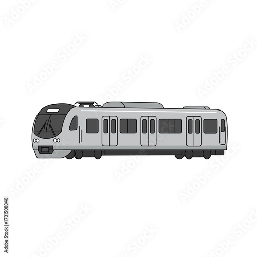 Modern Urban Train Depicted in a Simplified, Detailed, Vector Illustration.