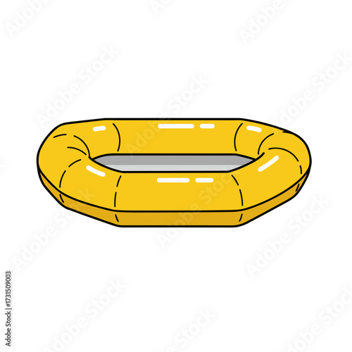 Yellow Inflatable Raft Cartoon Illustration