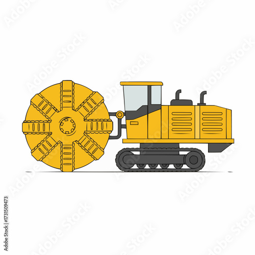 Yellow Tunneling Machine with Large Rotary Drill Bit