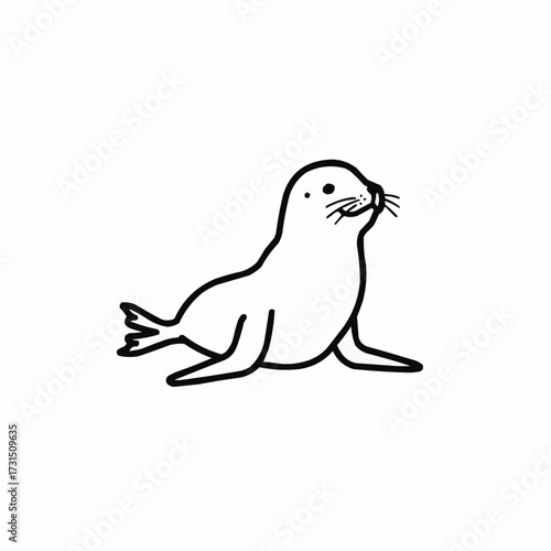 Playful Seal Line Art: A Cheerful Marine Mammal Illustration