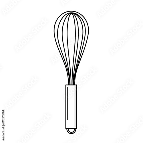 Wire Whisk Outline: Culinary Tool with Elongated Handle and Looped Wires