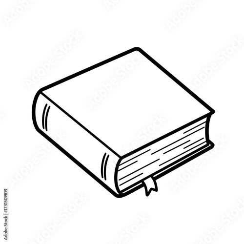 Simple Outline of a Book with Bookmark