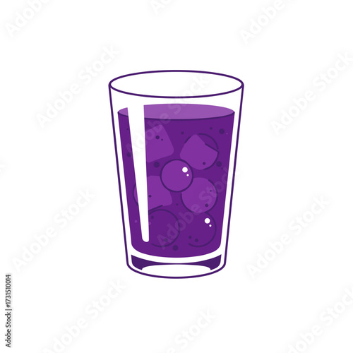Refreshing Purple Drink with Ice Cubes in a Tall Glass