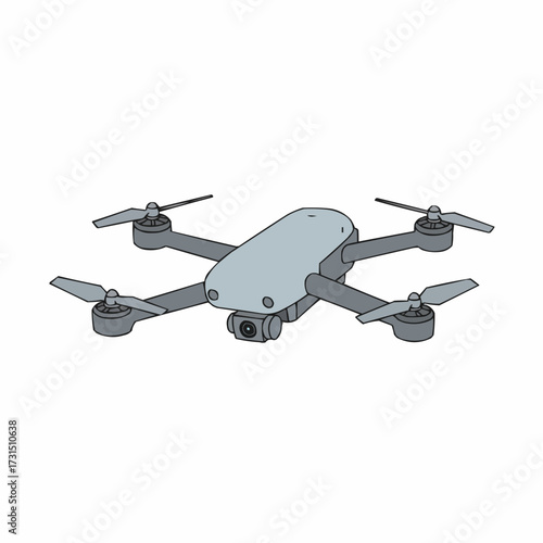 Modern Drone with Camera, Propellers, and Sleek Design, Aerial Photography Concept