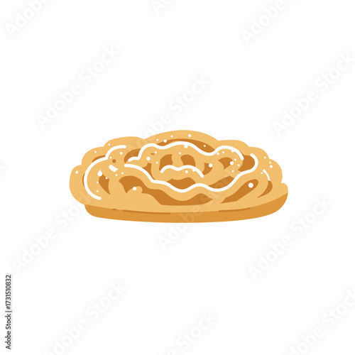 Golden Brown Funnel Cake Illustration: Sweet Treat Design